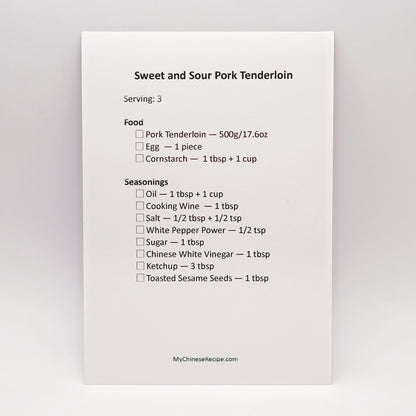 Sweet and Sour Pork Tenderloin Recipe Card